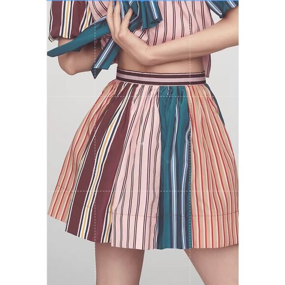 Anthropologie Maeve Striped Taffeta A-Line Mini Skirt Size 10 Academia Coquette - Picture 15 of 15